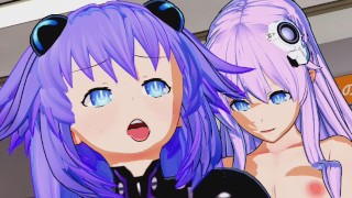 Neptunia Futanari's Hyperdimension Purple Sister X Purple Heart In 3D