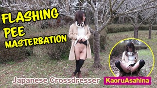 日本变装者在公园里公开闪光小便和掌握
