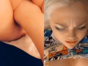 Hot blonde tight pussy gets fisted on snapchat with cum face 