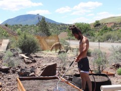 FULL HD DIRTY BOY SHOWERS OFF WITH THE HOES & SPRAYS DOWN SOME SEED