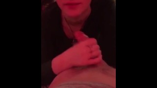 slutty teen giving a POV blowjob 