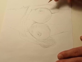 Love Busty Cara Rose and her Big Tits - Drawing