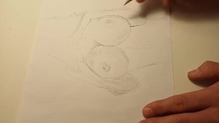 Love Busty Cara Rose And Her Big Tits - Drawing