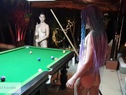 Preview 3 of Two naked sluts play billiards in a night bar