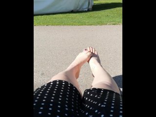 outdoor feet, solo female, white toes, foot fetish