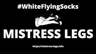 Flying feet in white nylon socks POV