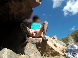 Caged sissy public piss