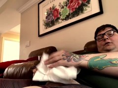 Rich Fat Man Has Warm and Relaxing Solo Masturbation Session in Cabin