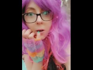jeweled butt plug, cosplay, amateur, nerdy girl glasses