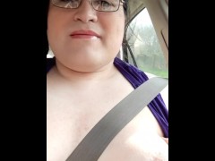 Madonna and tits in the car