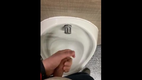 Wanking in public toilets and had big cumshot in urinal