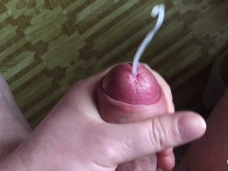 Sweet Precum Drop Flows down a Hard Cock