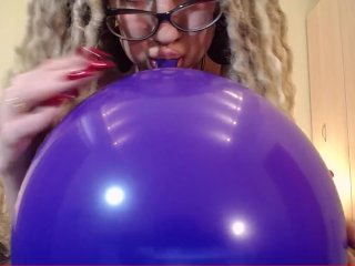 Big Violet Ballon Blow_to Pop in Transporent Sexy Dress