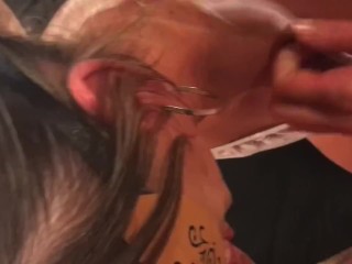 Misha strips andswallows big hard cock while_masterbating