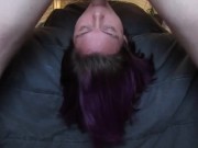 Preview 1 of Purple haired submissive milf getting deepthroat facefucked