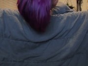 Preview 2 of Purple haired submissive milf getting deepthroat facefucked