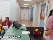 Preview 1 of Reality Kings - Sneaky Kiara Cole sucks cock in waiting room