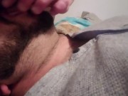Preview 5 of StepDaddy bear face fucking slave stepson throat