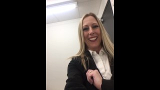 Horny MILF takes business suit off to pleasure herself!