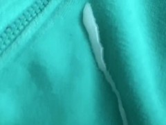 Warm cum on soft blue velour