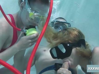 underwater babe, watersports, blowjob, licking