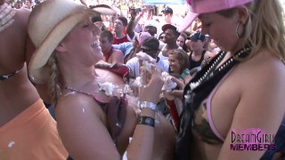 College Girls Smear Whip Cream On Each Other's Bare Tits At A Party