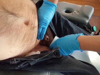 fetish, disabled, nurse gloves, small dick