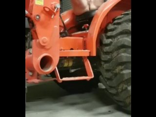 Amateur farm girl masturbating and orgasm on tractor