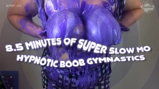 MESMERING SLOW MO HUGE TITS COVERED IN PURPLE SLIME