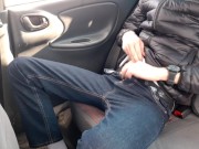 Preview 1 of Jerking off in a friend's car and was nearly caught