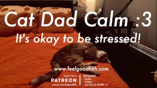 Stressful Moments With Cat Dad Cuddles And ASMR CAT PURRS Audio Regardless Of Gender