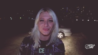 ADELLA JAY -4000 REAL COUPLE OUTDOOR RISKY BLOWJOB IN RESIDENCE PARKING LOT