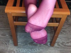 teen girl show new red nylon stockings foot fetish pov