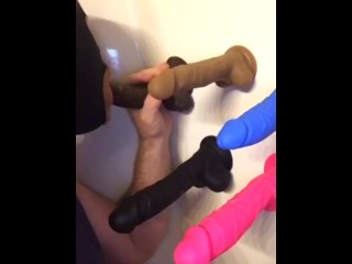 Solo Male Quarantined at Home Puts on Show Throating Dildos & Eats his Cum.