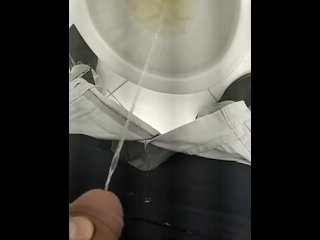 Pee man in the bathroom, before of sex. 