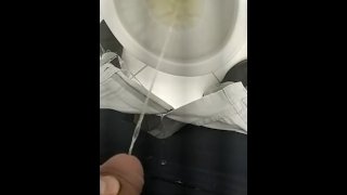 Pee man in the bathroom, before of sex. 