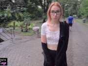 Preview 1 of 4k Public Agent - Russian Teen Flashing & Blowjob with Cum Mouth with Play / Kiss Cat