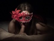 Preview 2 of Masked Wife Cums Mid Blowjob - Finishes Hubby With Hands Free Cum In Mouth