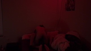 Making out under mood lighting with a tgirl