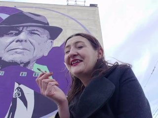 INHALE 13 Gypsy Dolores Smoking Fetish_with Leonard_Cohen/ Montreal murals