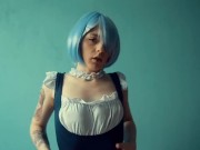 Preview 3 of Rem teases her nipples and cums hard Cosplay Anime Re Zero Spooky Boogie