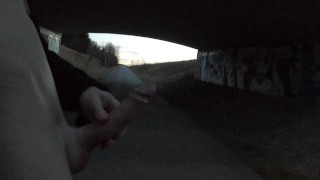 Double Scenes Caught By A Passing Car & Risky Cumload Under A Bridge