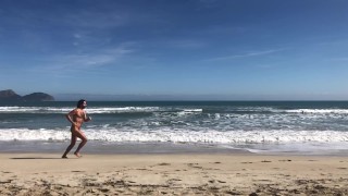 Running naked on the beach in slow motion