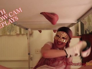 BallbustingStacy Punches Balls Trailer, FemDom Boxing Testicles through Gloryhole Table!