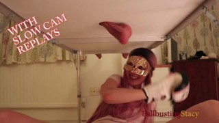 BallbustingStacy Punches Balls Trailer, FemDom боксерские яички через стол Gloryhole!