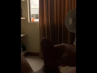 fetish, window flashing dick, solo male, vertical video