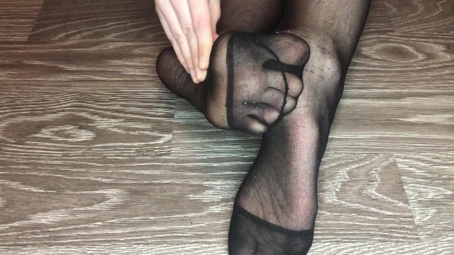 Pantyhosed Feet In Reinforced Toe - My Teen Black Nylon Socks Toes Large Frame POV Foot Fetish - Pornhub.com