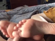 Preview 5 of Quick soles footjob in bed (Full video available)
