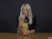 Preview 5 of Porn Stars Eating: Aubrey Kate Crunches Cheetos
