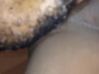 Naked  pussy licking cream all over his face